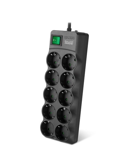 Фильтр сетевой SVEN SF-10E-16/ 10 Sockets/ 3680W/ 1.8m/ Black