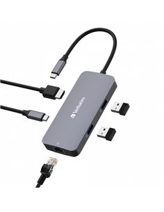 Adaptor Multiport Verbatim CMH-05/ USB-C/ 2xUSB-A 3.0/ 1xUSB-C (PD 100w)/ HDMI/ RJ45