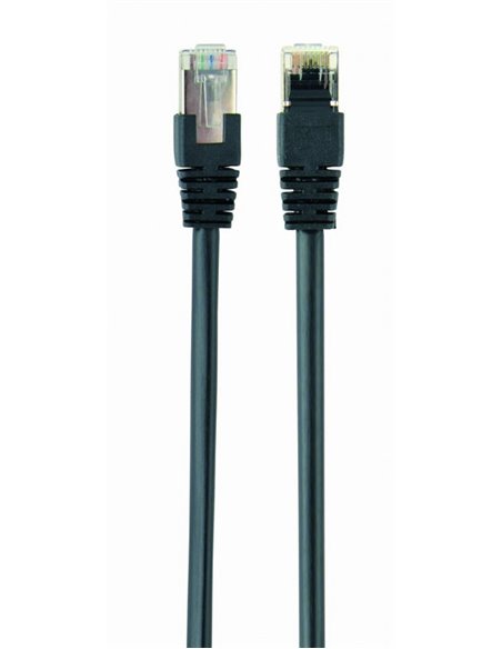 Patch Cord FTP Cat.5e 1m - black, PP22-1M/BK, Gembird, molded strain relief 50u" plugs
