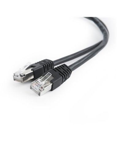 Patch Cord FTP Cat.5e 1m - black, PP22-1M/BK, Gembird, molded strain relief 50u" plugs