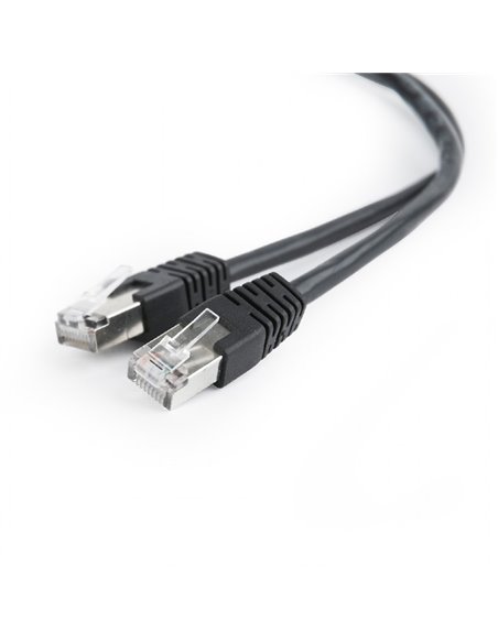 Patch Cord FTP Cat.5e 1m - black, PP22-1M/BK, Gembird, molded strain relief 50u" plugs