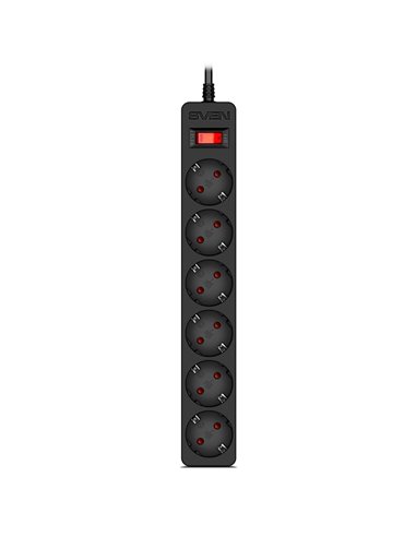 Фильтр сетевой SVEN SF-06E/ 6 Sockets/ 2300W/ 1.8m/ Black