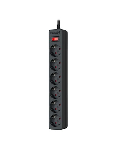 Фильтр сетевой SVEN SF-06E/ 6 Sockets/ 2300W/ 5.0m/ Black