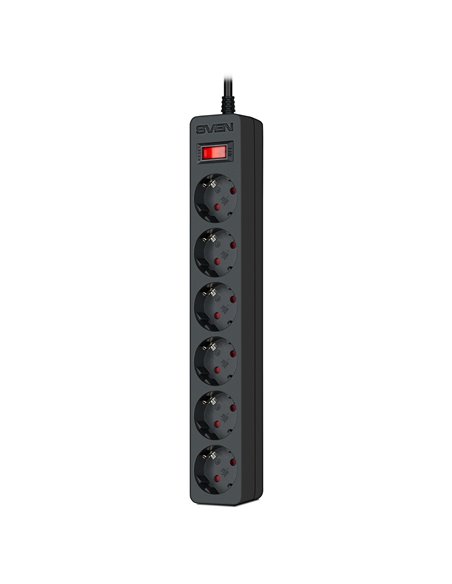 Фильтр сетевой SVEN SF-06E/ 6 Sockets/ 2300W/ 5.0m/ Black