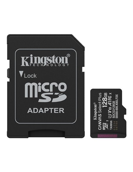 Card de memorie microSD  128GB Kingston Canvas Select Plus, 150MB/s + SD adapter
