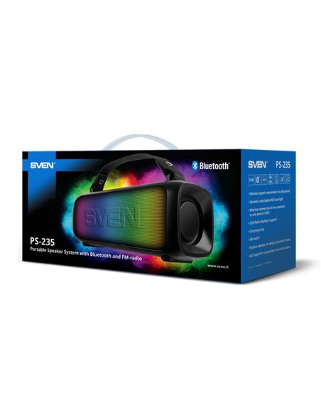 Boxa portabila SVEN PS-235, Black / 12W / Bluetooth / FM / USB / 1500mA*h