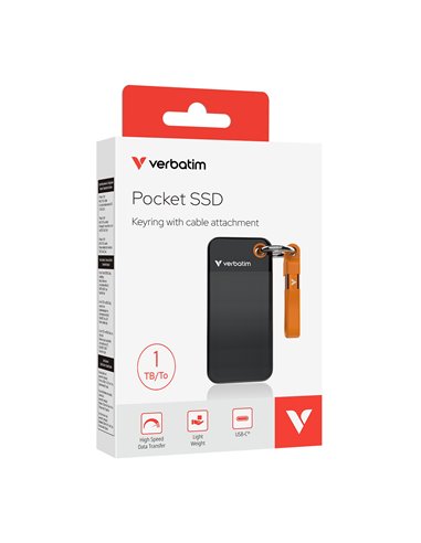 M.2 Внешний SSD Verbatim Pocket / 1TB / USB 3.2 Gen 2 / Black/Orange