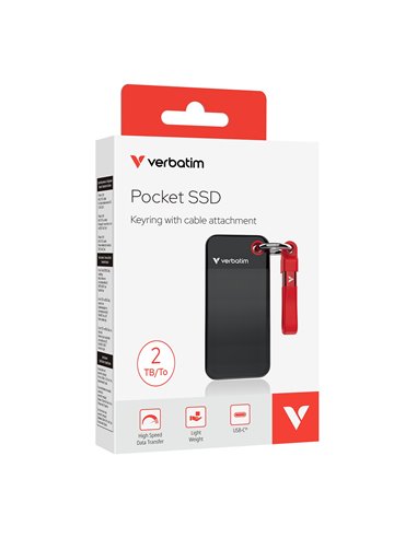 M.2 SSD Extern Verbatim Pocket / 2TB / USB 3.2 Gen 2 / Black/Red