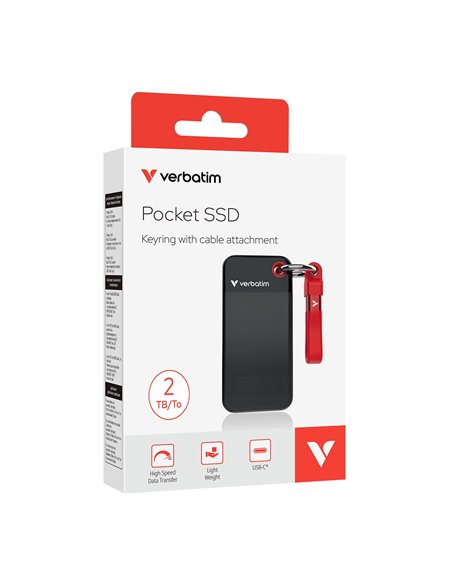 M.2 SSD Extern Verbatim Pocket / 2TB / USB 3.2 Gen 2 / Black/Red