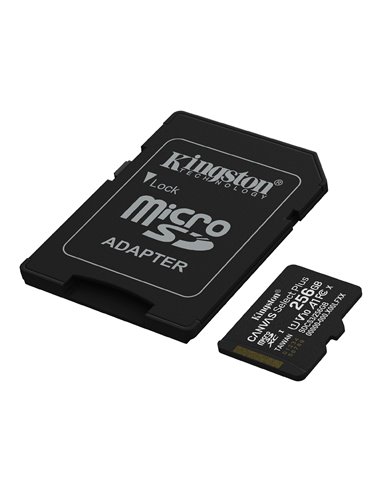 Карта памяти microSD  256GB Kingston Canvas Select Plus, 150MB/s + SD adapter