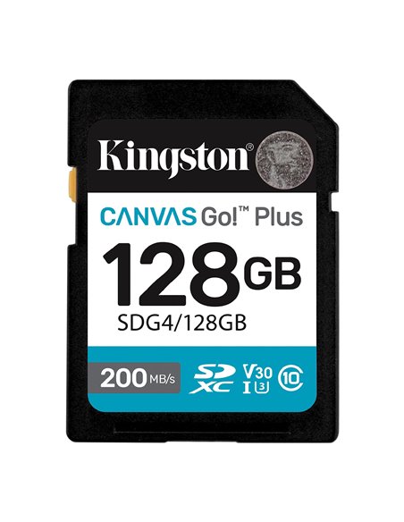 Карта памяти SD 128GB Kingston Canvas Go! Plus G4, 200/160MB/s