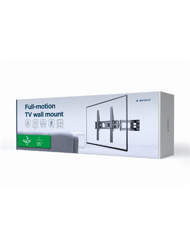 Suport TV de perete (cu miscare completa) 32”-55” Gembird ”WM-55ST-03”, Black