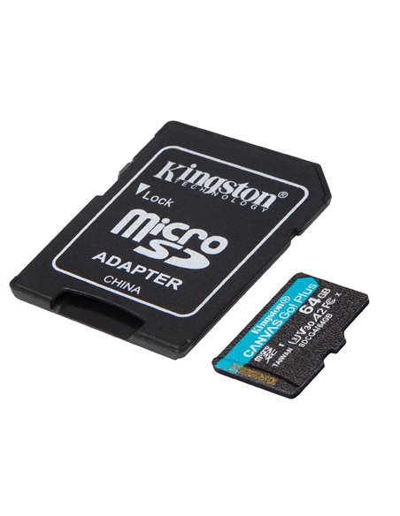 Карта памяти microSD 64GB Kingston Canvas Go Plus Gen 4, A2, up to 200MB/s, + SD adapter