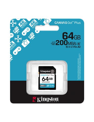 Card de memorie SD 64GB Kingston Canvas Go! Plus G4, 200/160MB/s