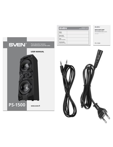 Портативная Колонка SVEN PS-1500 Black / 500W / Bluetooth / NFC / FM tuner / USB