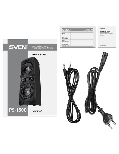 Boxa portabila SVEN PS-1500 Black / 500W / Bluetooth / NFC / FM tuner / USB