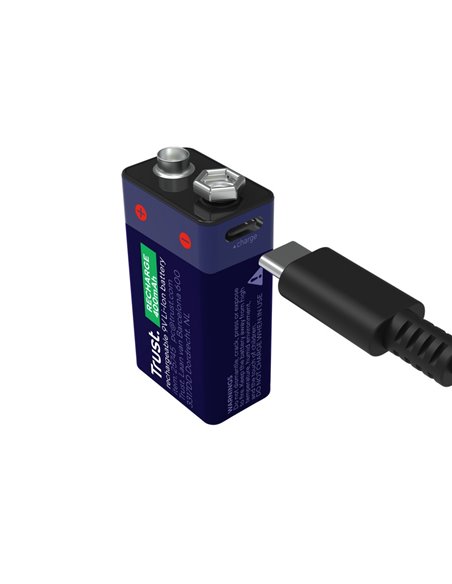 Trust Аккумуляторная батарейка на 9 В, перезаряжаемая через USB-C, 400mAh, 1 Pack