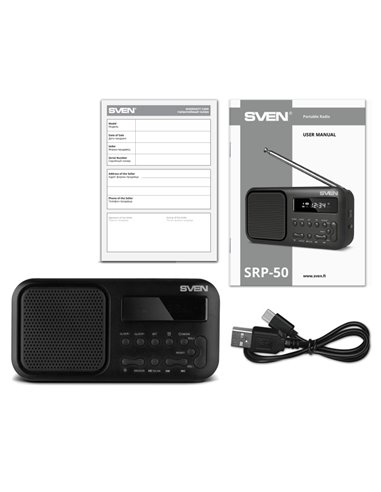 Колонка Портативная SVEN SRP-50 Black / 3W / Bluetooth / FM/AM/SW Radio