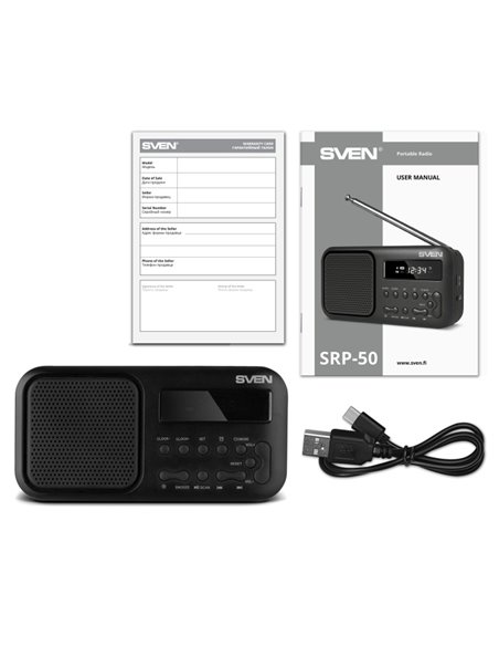 Boxa portabila SVEN SRP-50 Black / 3W / Bluetooth / FM/AM/SW Radio