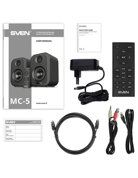 Колонки 2.0 SVEN MC-5 / 50W RMS, Bluetooth / USB / Grey