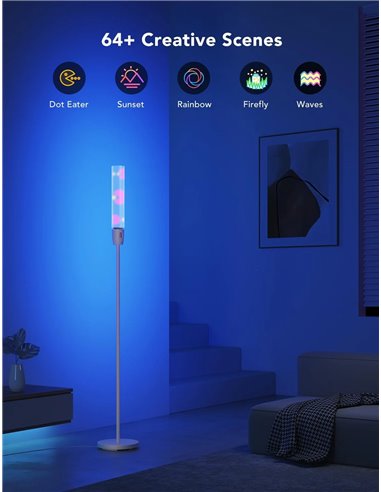 lampa de podea GOVEE RGBICW Cylinder Floor Lamp, Wi-Fi + BT, Multicolor + Extra White LEDs