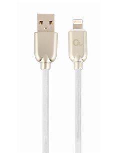 Cablu de incarcare si date premium din cauciuc cu 8 pini Cablexpert CC-USB2R-AMLM-2M-W,  2 m, white
