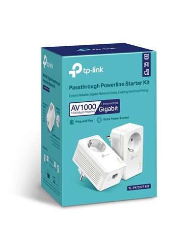 Адаптеры Powerline TP-LINK TL-PA7017P Kit / 1000Mbps  / 1 Gigabit LAN Port