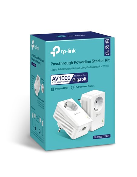 Адаптеры Powerline TP-LINK TL-PA7017P Kit / 1000Mbps  / 1 Gigabit LAN Port