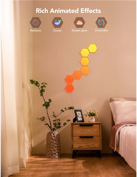 Шестиугольные световые панели GOVEE Glide Hexa Light Panels / 10 Pack / Wi-Fi + BT / Multicolor