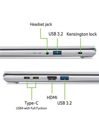 Ноутбук 15.6” ACER Aspire Go 15 AG15-72P/ Intel Core Ultra 7 150U/ 16GB/ 1TB SSD/ Pure Silver