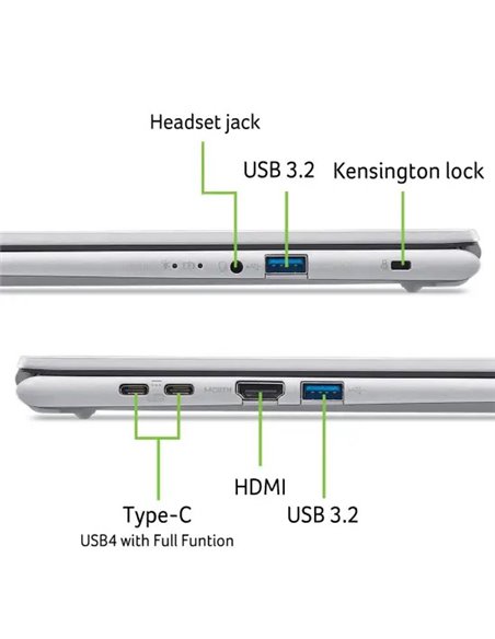 Ноутбук 15.6” ACER Aspire Go 15 AG15-72P/ Intel Core Ultra 7 150U/ 16GB/ 1TB SSD/ Pure Silver