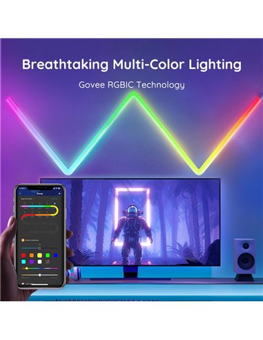 Lampa de perete (6+1) GOVEE Glide RGBIC / Wi-Fi + BT / Multicolor