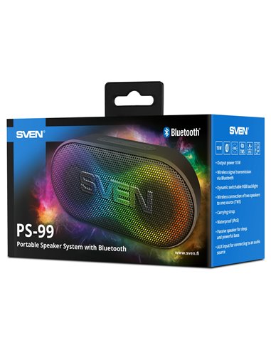 Boxa portabila SVEN PS-99, Black / 10W / Bluetooth / 1800mA*h