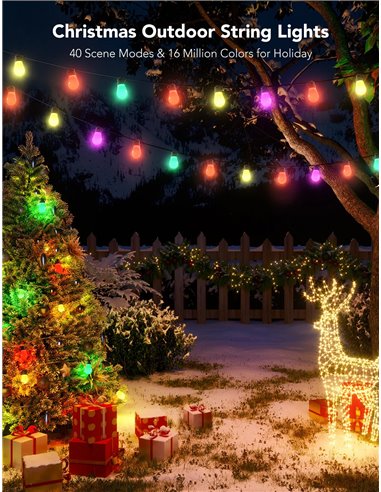 Banda LED de exterior GOVEE RGBIC Smart Outdoor String Lights 15m, 15 Light Bulbs