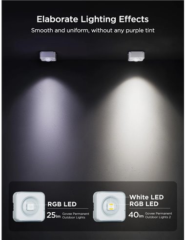Lumini de exterior GOVEE RGBICW Permanent Outdoor Lights 2 30M, 72 Lights