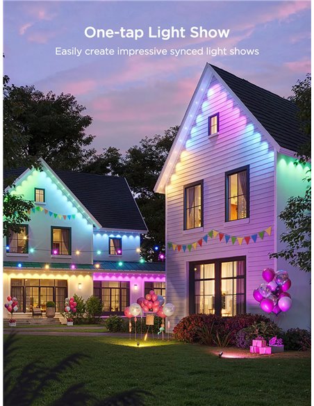 Lumini de exterior GOVEE RGBICW Permanent Outdoor Lights 2 30M, 72 Lights