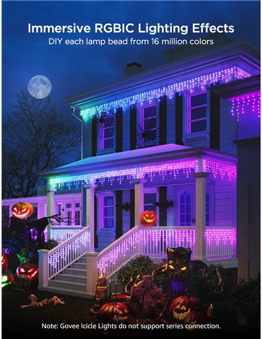Уличная гирлянда в виде сосулек GOVEE RGBIC Icicle Ligths 10M