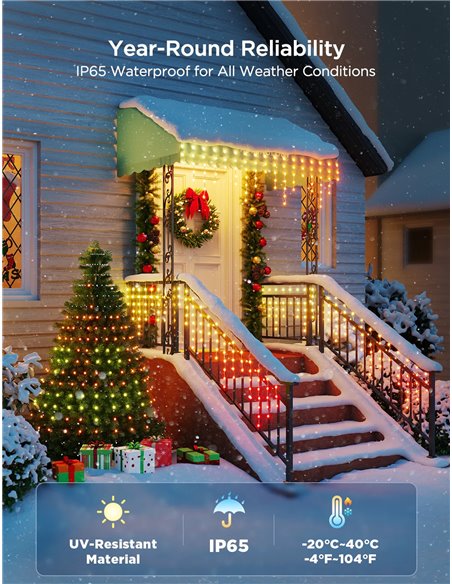 Luminite sub forma de turturi de exterior GOVEE RGBIC Icicle Ligths 10M