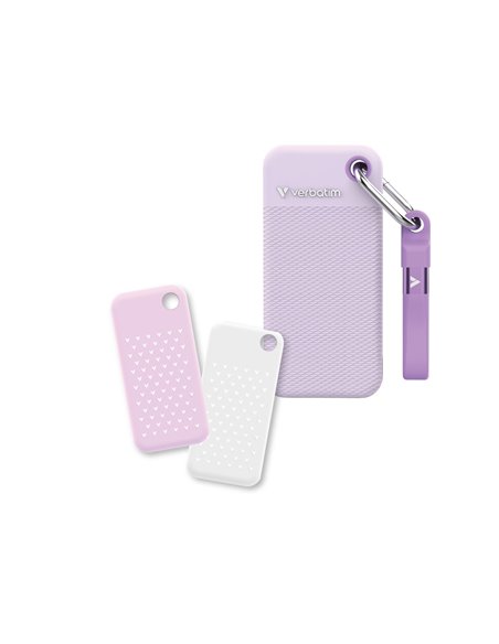 2TB Портативный SSD Verbatim Pocket, Purple with 2 Rubber Sleeves (White & Purple),1000 MB/s