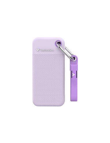 2TB Портативный SSD Verbatim Pocket, Purple with 2 Rubber Sleeves (White & Purple),1000 MB/s