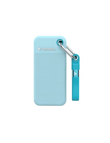 1TB SSD Portabil Verbatim Pocket, Polar Blue with 2 Rubber Sleeves (Black & Polar Blue),1000 MB/s
