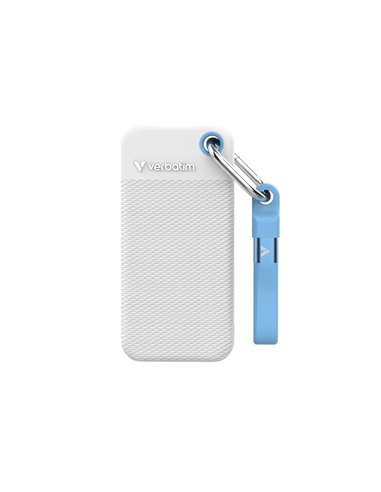 1TB Портативный SSD Verbatim Pocket, White with 2 Rubber Sleeves (White & Light Blue),1000 MB/s