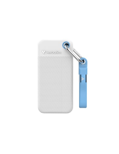 1TB SSD Portabil Verbatim Pocket, White with 2 Rubber Sleeves (White & Light Blue),1000 MB/s