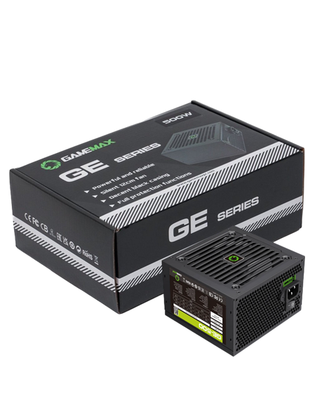 Блок питания для компьютеров Gamemax GE-500, 500Вт, ATX, Немодульный