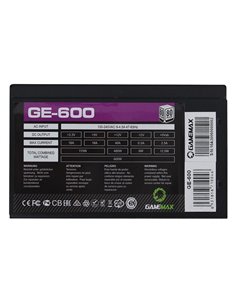 Блок питания для компьютеров Gamemax GE-600, 600Вт, ATX, Немодульный 2
