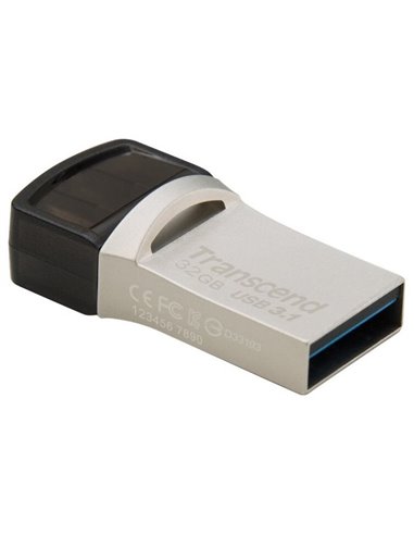 USB Flash накопитель Transcend JetFlash 890, 32Гб, Серебристый