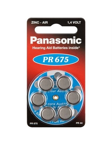 Дисковые батарейки Panasonic PR-675H/6LB, PR675, 605мА·ч, 6шт.