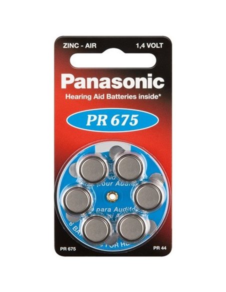 Дисковые батарейки Panasonic PR-675H/6LB, PR675, 605мА·ч, 6шт.