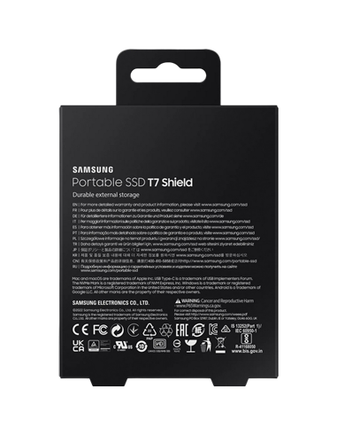 SSD portabil extern Samsung Portable SSD T7 Shield, 4 TB, Negru (MU-PE4T0S/WW)