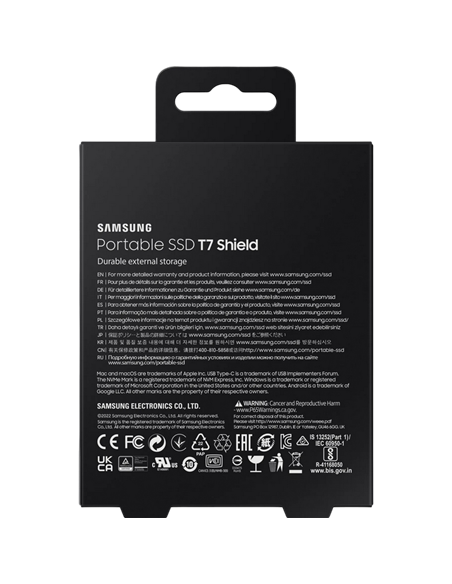 Внешний портативный SSD накопитель Samsung Portable SSD T7 Shield, 4 ТБ, Чёрный (MU-PE4T0S/WW)